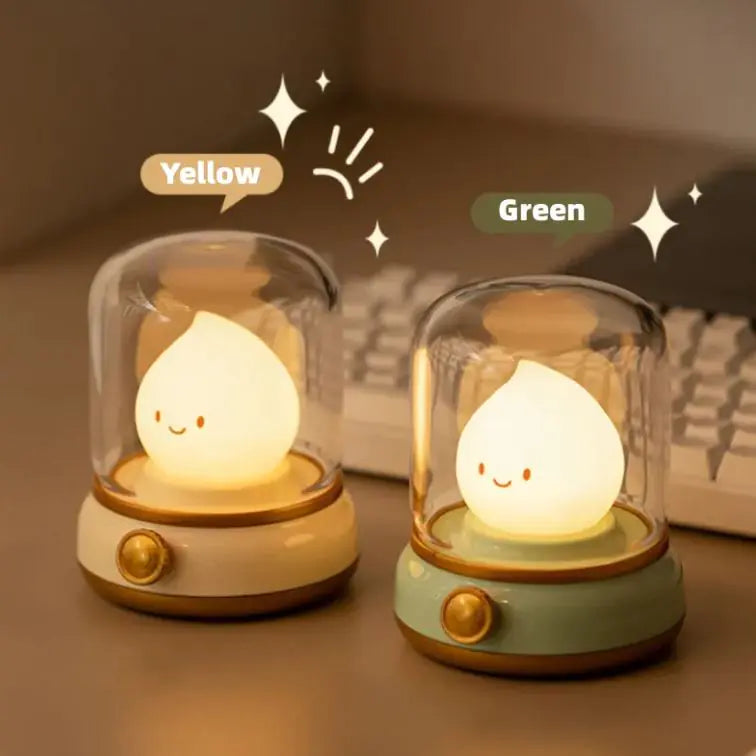 Retro Small Night Lamp Bedroom Mini Desktop LED Cute Night Lamp Creative USB Rechargeable Portable Cartoon Table Lamp For Coffee Bar Hotel Bedroom Home Decor